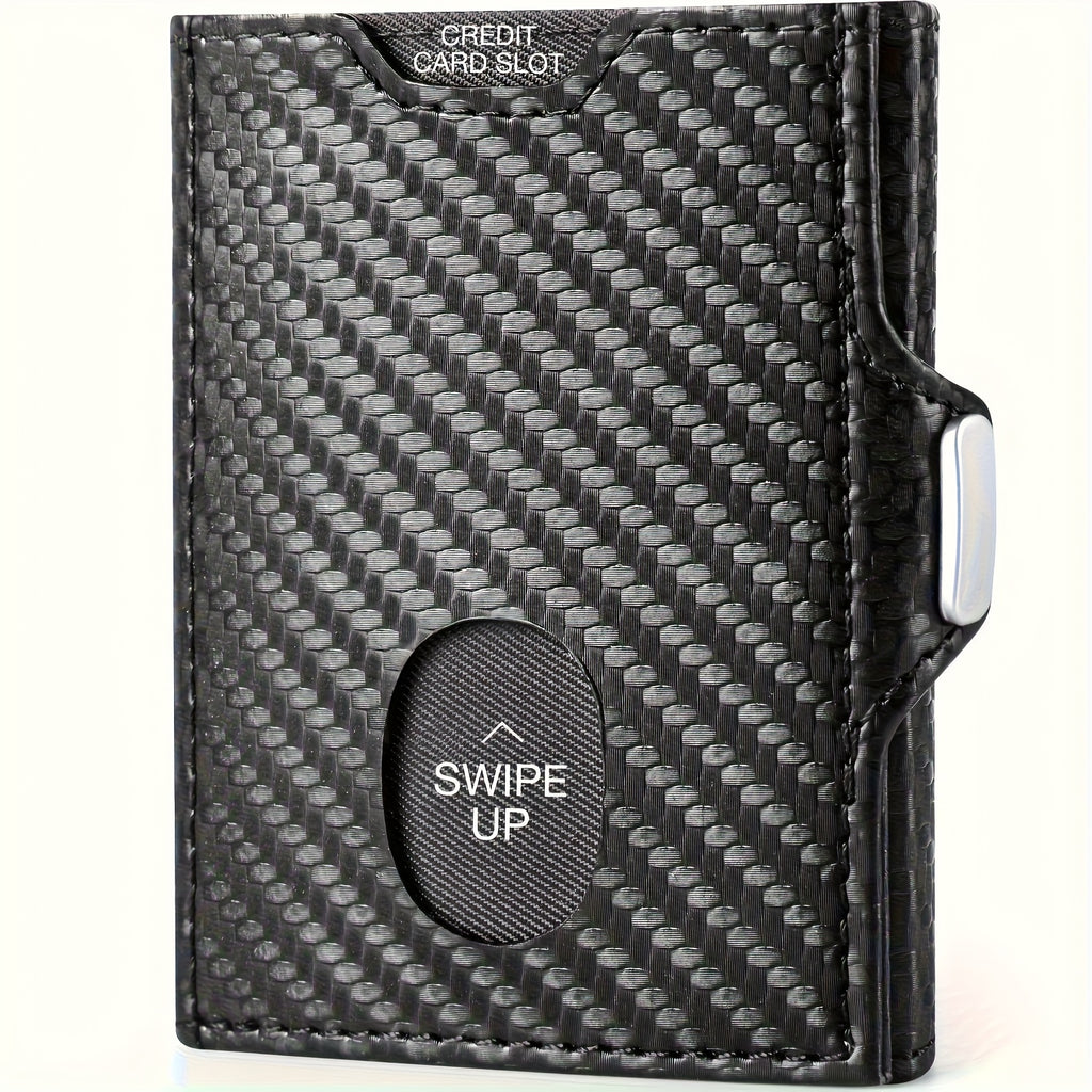 Billetera Trifold con Bloqueo RFID para Hombre DODENSHA - Cierre Magnético, Tarjetero Pop-Up, Ranura para Airtag y Compartimento para Efectivo | Estilo Ejecutivo para el Desplazamiento Diario, Sin Impresión | Regalo Ideal para el Esposo (Airtag No Incluid