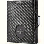 Billetera Trifold con Bloqueo RFID para Hombre DODENSHA - Cierre Magnético, Tarjetero Pop-Up, Ranura para Airtag y Compartimento para Efectivo | Estilo Ejecutivo para el Desplazamiento Diario, Sin Impresión | Regalo Ideal para el Esposo (Airtag No Incluid