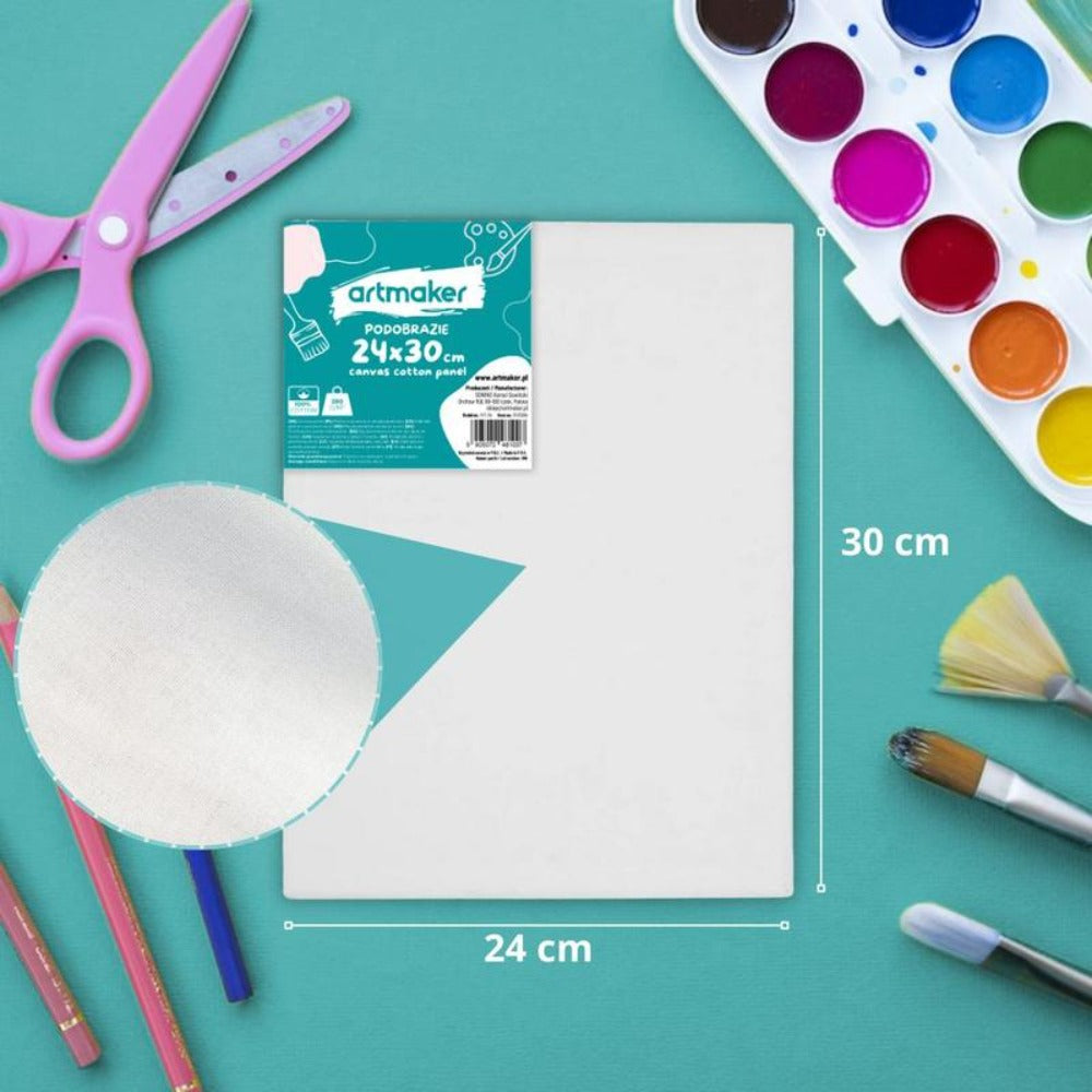 6x Panel de Pintura de Lienzo de Algodón 24x30 CM Set de Pintura Artmaker de 6 Piezas, Preparado con 3 MM de Grosor y 280 GSM de Peso, Adecuado para Pinturas Acrílicas, al Óleo, Acuarela y Gouache, Ideal para Profesionales y Aficionados, Perfecto para Uso