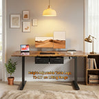 Furnishia Escritorio Eléctrico Elevable con Tomas de Corriente, Escritorio Inteligente con Panel de Memoria y Altura Ajustable con 2 Cajones, Escritorio para Oficina y Estación de Trabajo para Escritura