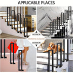 Barandillas para escaleras | Metal U-Shaped Handrail Railing for Stairs, Indoor Outdoor Balustrade, Side Mounted, Black, for Staircase, Balcony