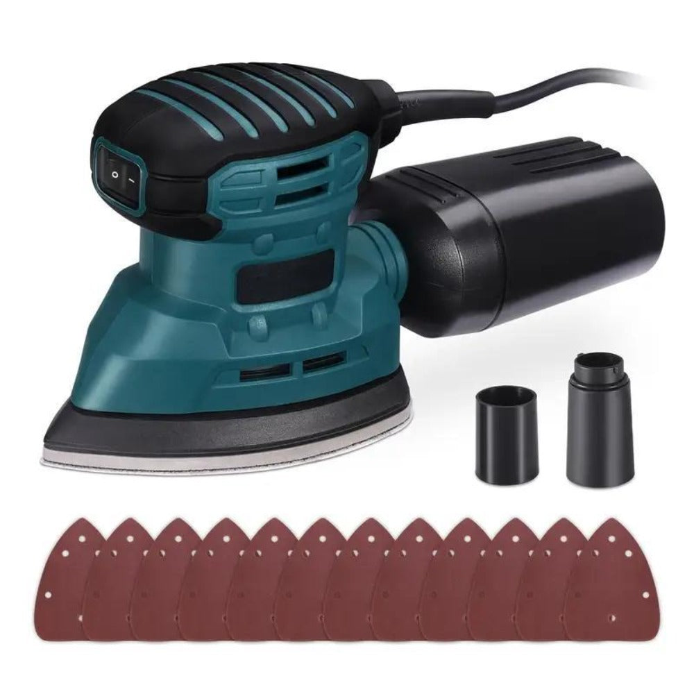 DOVAMAN Lijadora de Palma – 130W Lijadora de Detalles, Alcanza 12000 RPM, Incluye 12 Hojas de Lija, Recolección de Polvo Integrada, para Alisar Superficies de Madera y Metal