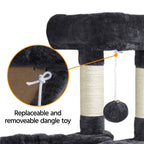 Costoffs Árbol para gatos de 107 cm con plataforma de observación, cueva para gatos, 5 postes de sisal, cueva de descanso, rascador y bola de felpa colgante, mueble para gatos