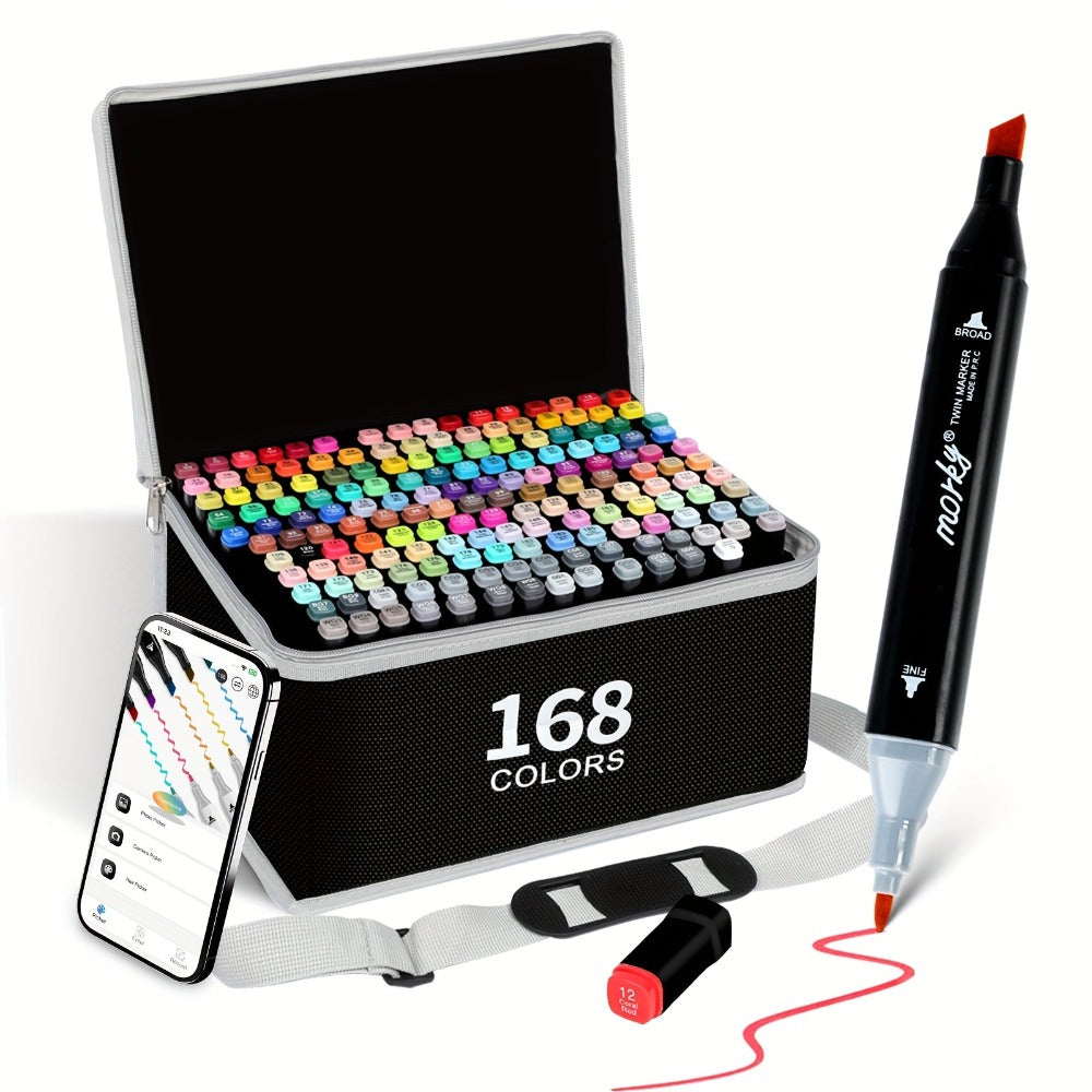 Rotulador de aceite de 262/204/168/120/80 colores, set de rotuladores de pintura de doble punta, rotulador de arte, utilizado para pintar libros, hacer tarjetas, adecuado para colorear para adultos e ilustración de artistas