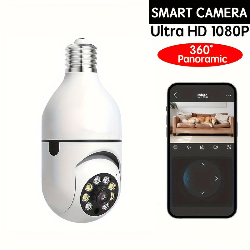 1pc Ease Life App - Cámaras de Seguridad Tipo Bombilla para Interior y Exterior, Cámara Wifi Inalámbrica de 2.4Ghz, 360 Grados, Cámaras de Seguridad con Rosca E27 para Seguridad en el Hogar, Cámaras Tipo Bombilla Seguras, HD 1080P, Visión Nocturna a Todo