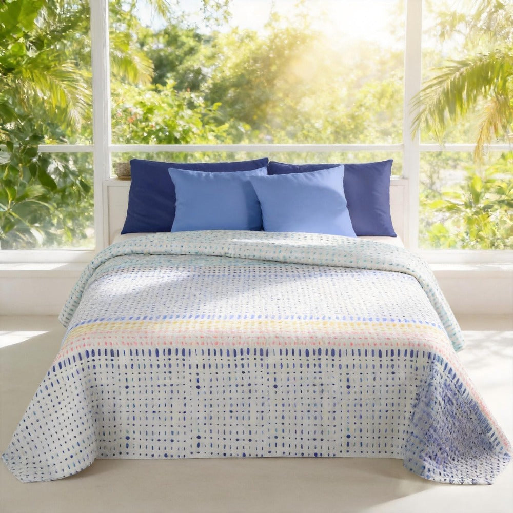 Colcha Reversible de Verano Bouti, Edredón de Microfibra Estampado, Ligera y Transpirable para Todas las Estaciones, Manta Fina para Primavera y Verano (Sin Fundas de Almohada)