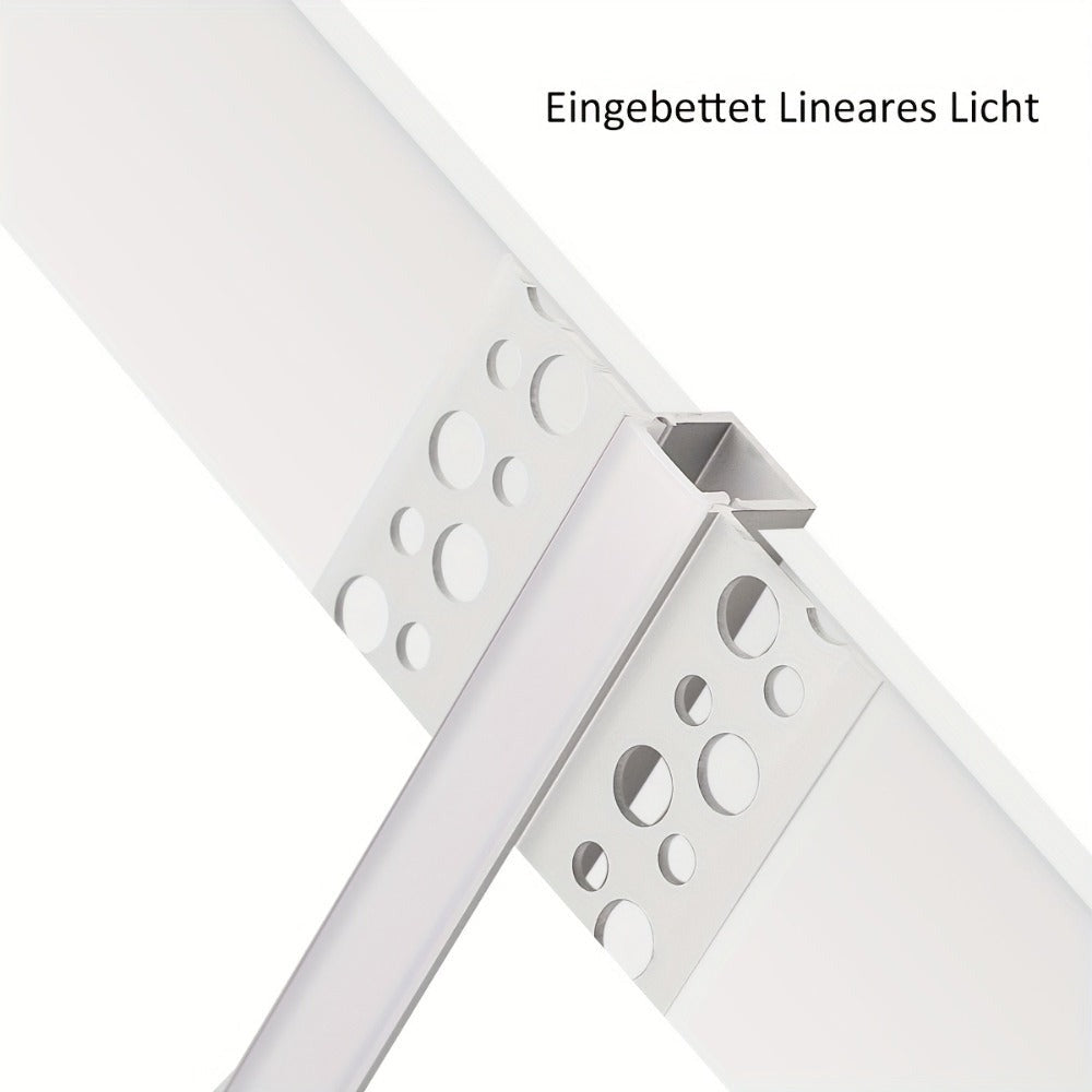 Perfil de canal de aluminio LED | Longitud de 2 m, ancho total de 6 cm | Ranura de 2.3 cm | Riel de montaje empotrado profundo | Sin fuente de luz | Ideal para montar tiras LED en techos, gabinetes, estantes, iluminación de cocina
