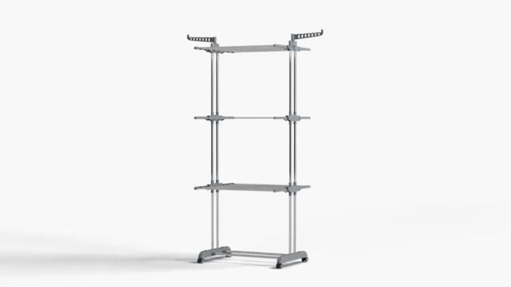Tendedero de ropa, 4 Niveles Tendederos Plegables Vertical con Ruedas Amplio Espacio de Secado Tendederos, Acero Inoxidable Tendal para Exterior y Interiores