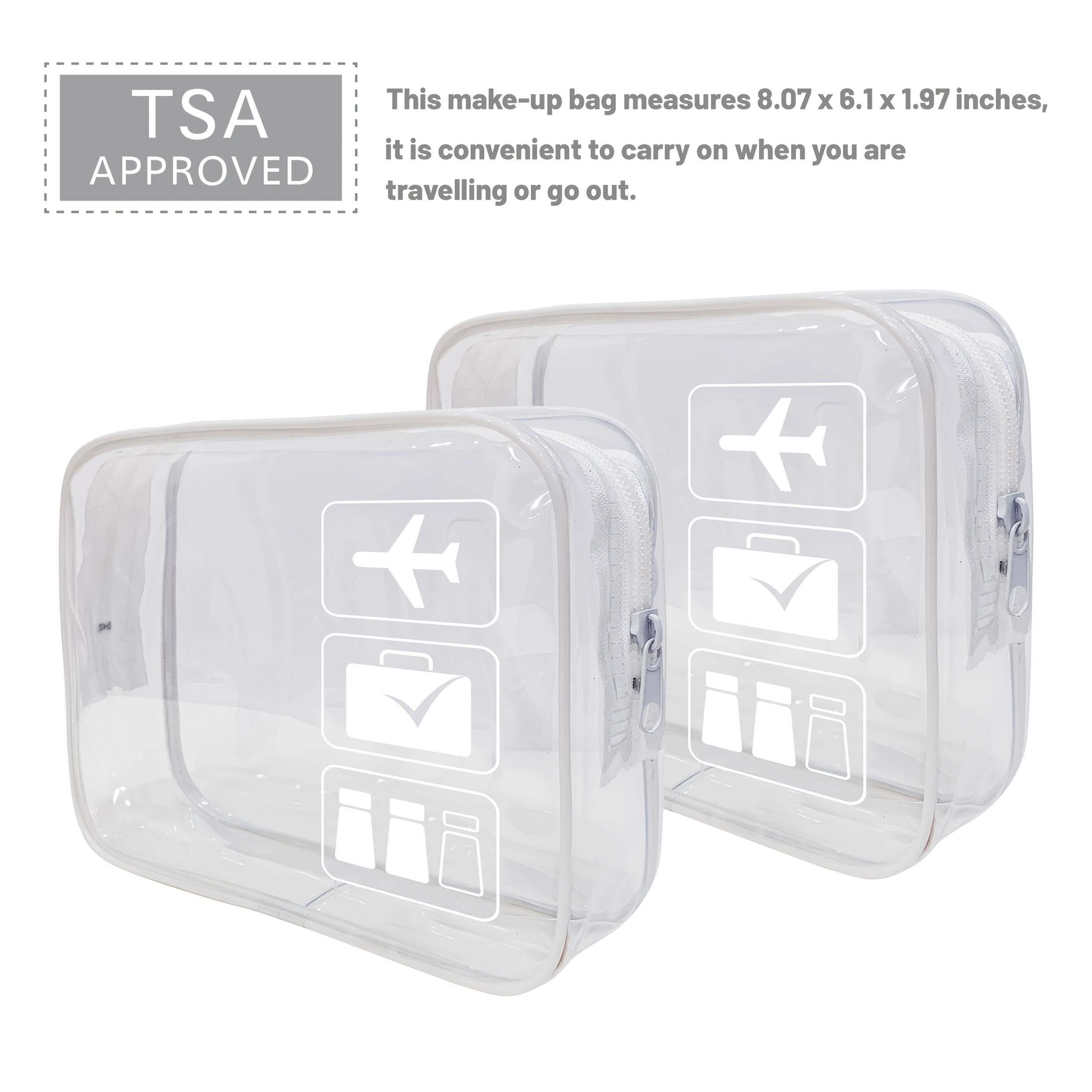 Neceser Transparente Aprobado por la TSA, Tamaño Cuarto para Equipaje de Mano en Aeropuertos, Diseño Transparente para Fácil Visualización, Ideal para Artículos de Cuidado de la Piel y Maquillaje, Equipaje de Mano para Aeropuerto | Aspecto Elegante | Adic