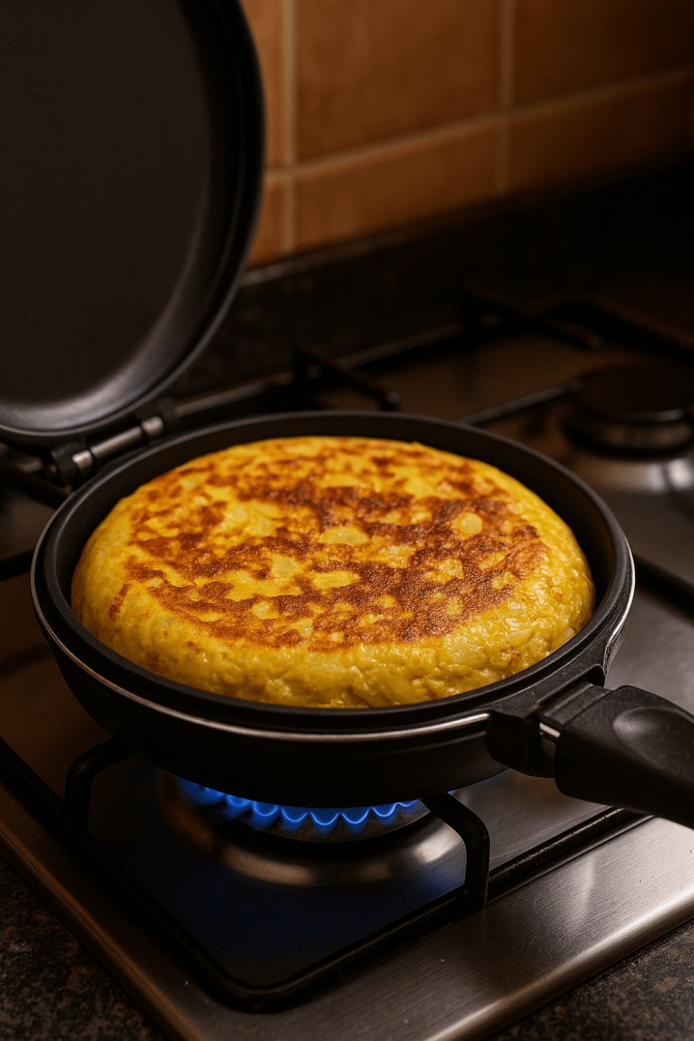 Sartén Doble Volteadora Ø24 cm para Tortillas | Antiadherente | Apta para Inducción | Libre de PFOA