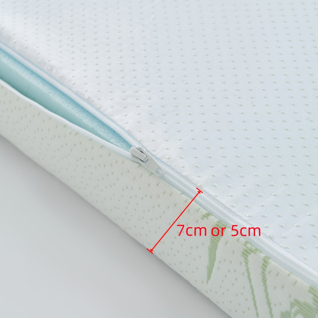 Protector de Colchón de Espuma Viscoelástica de Doble Capa, 5CM o 7CM Azul con Gel de 7 Zonas, Funda Extraíble, Tela Suave y Cómoda, Alivia la Presión Corporal, Proporciona una Experiencia de Sueño Confortable