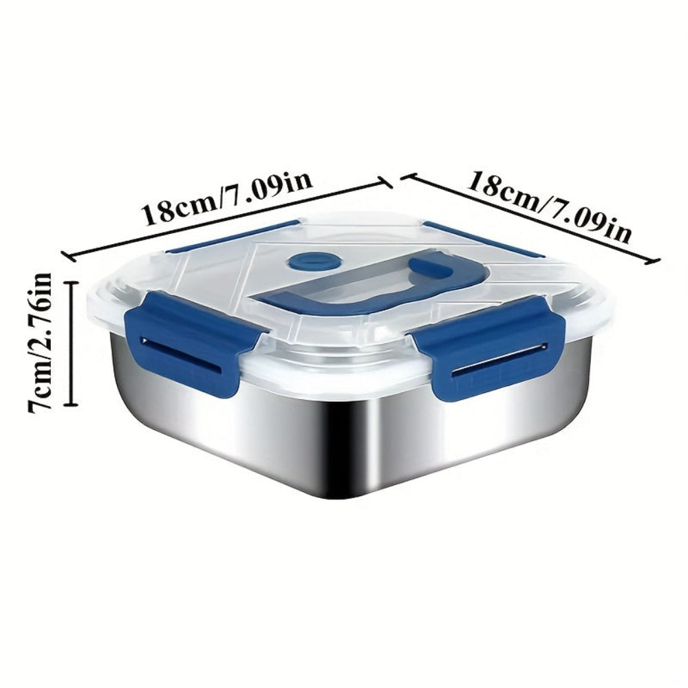 Juego de 2/4 piezas de recipientes herméticos de acero inoxidable para almacenar alimentos con tapas, aptos para microondas, reutilizables, perfectos para refrigerador, ideales para preparación de comidas, cocina al aire libre, esenciales de cocina, recip