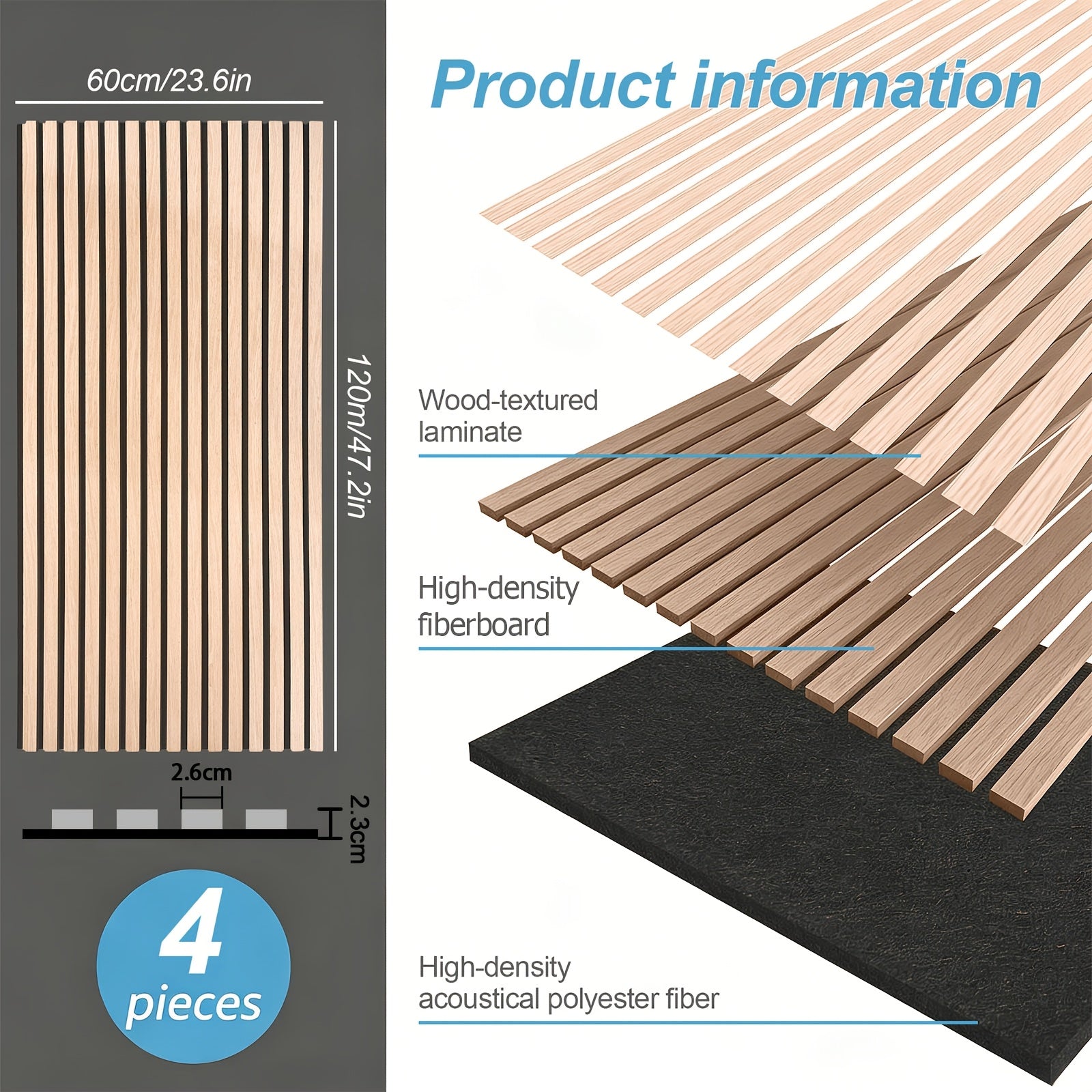 Paneles acústicos de fieltro y madera de 2/4 piezas de 120×60 cm, eficaces para el aislamiento acústico y la reducción de ruido para crear un espacio tranquilo y cómodo. Calidad prémium, fácil instalación, ideales para salas de estar, salas de reuniones y