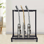 Soporte de Guitarra Multifunción 3 Plegado, Soporte para Múltiples Guitarras, Soporte Portátil Negro para Guitarra, Soporte de Exhibición Negro para Guitarra y Bajo, Estudio y Hogar (3 Guitarras)