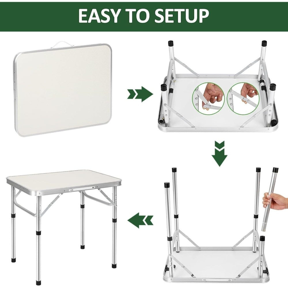Mesa Plegable de 60x45x26/56cm, Resistente y Ajustable, Ideal para Camping, Picnic, Fiestas al Aire Libre y BBQ. Mesa Portátil con Asa de Transporte, Perfecta para Jardín, Cocina y Exteriores. ¡La Mesa BBQ de Aluminio Definitiva para tus Fiestas!