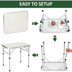Mesa Plegable de 60x45x26/56cm, Resistente y Ajustable, Ideal para Camping, Picnic, Fiestas al Aire Libre y BBQ. Mesa Portátil con Asa de Transporte, Perfecta para Jardín, Cocina y Exteriores. ¡La Mesa BBQ de Aluminio Definitiva para tus Fiestas!