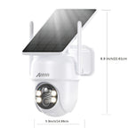 Cámaras Exteriores Inalámbricas ANRAN 3MP con Panel Solar Autónomo, Foco para Iluminación en Condiciones de Oscuridad, Movimiento Panorámico de 355° y Función de Inclinación de 90° para Vigilancia Ajustable, Sistema de Detección de Humanos PIR para Detecc