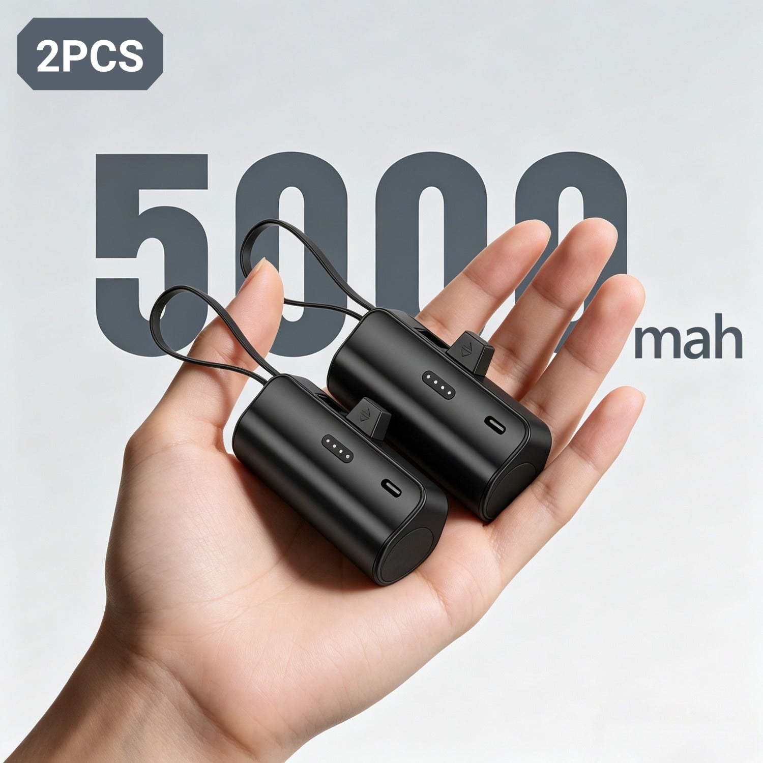 Power bank para carga durante viajes y uso diario | 5000 mAh y 2 unidades