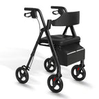 Andador Rollator Plegable para Adultos Mayores, Ayuda de Movilidad Ligera de Aluminio, Ruedas Univer Todoterreno de 20.32cm, Altura Dual Ajustable, Asiento y Respaldo Acolchado Ergonómico de PU, Capacidad de Peso de 136.08 KG