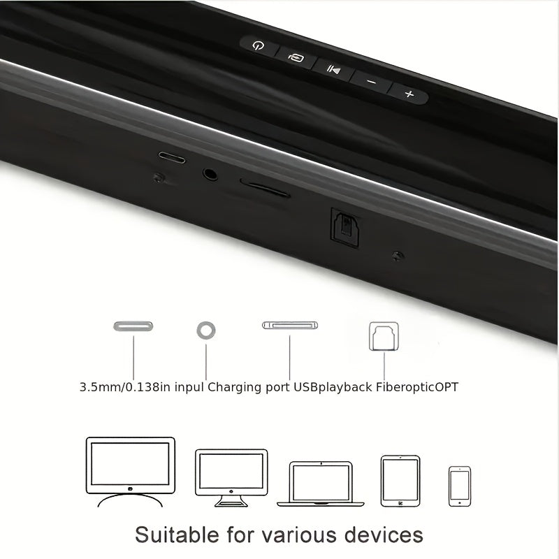 Barra de sonido inalámbrica 2 en 1 para TV PC y cine en casa | diseño funcional