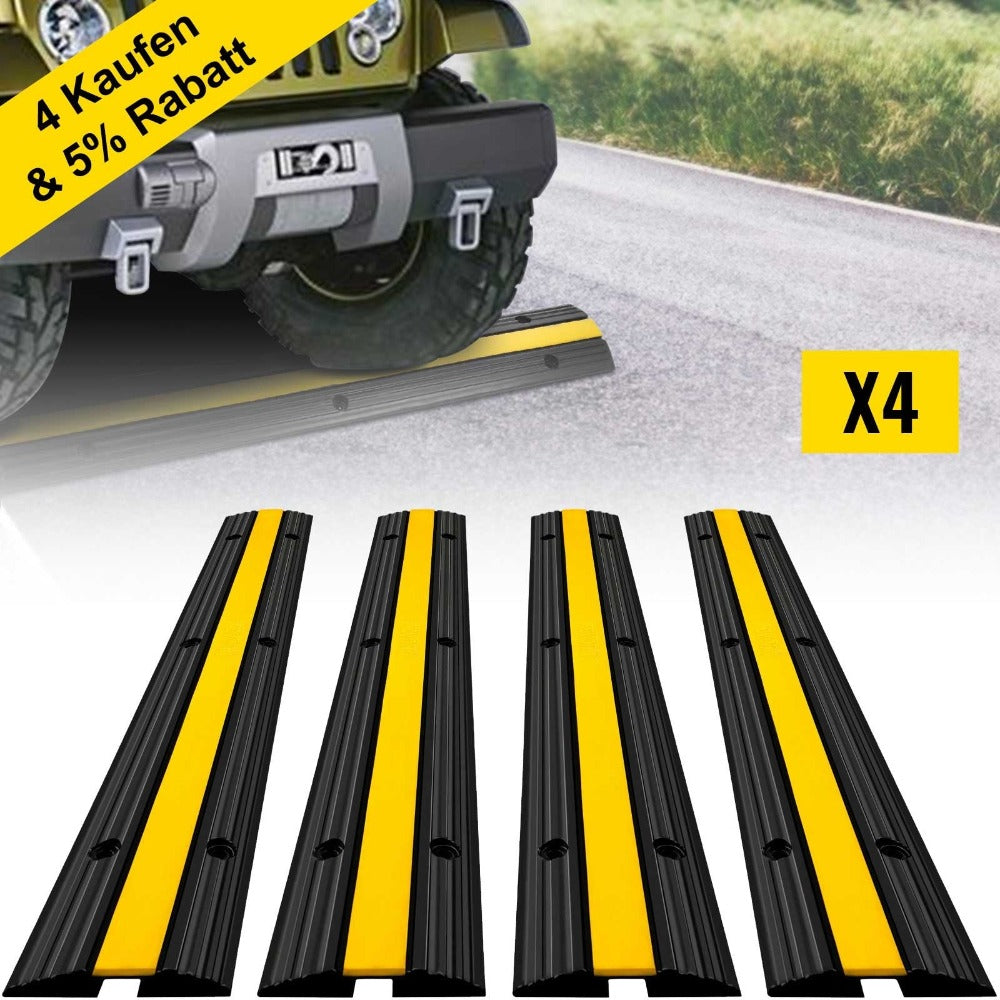 VEVOR - Juego de 4 rampas protectoras de cables de goma de 1 canal para cargas pesadas con capacidad de carga de 22046 libras. Rampa protectora para cables y mangueras de entrada de vehículos.