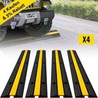 VEVOR - Juego de 4 rampas protectoras de cables de goma de 1 canal para cargas pesadas con capacidad de carga de 22046 libras. Rampa protectora para cables y mangueras de entrada de vehículos.