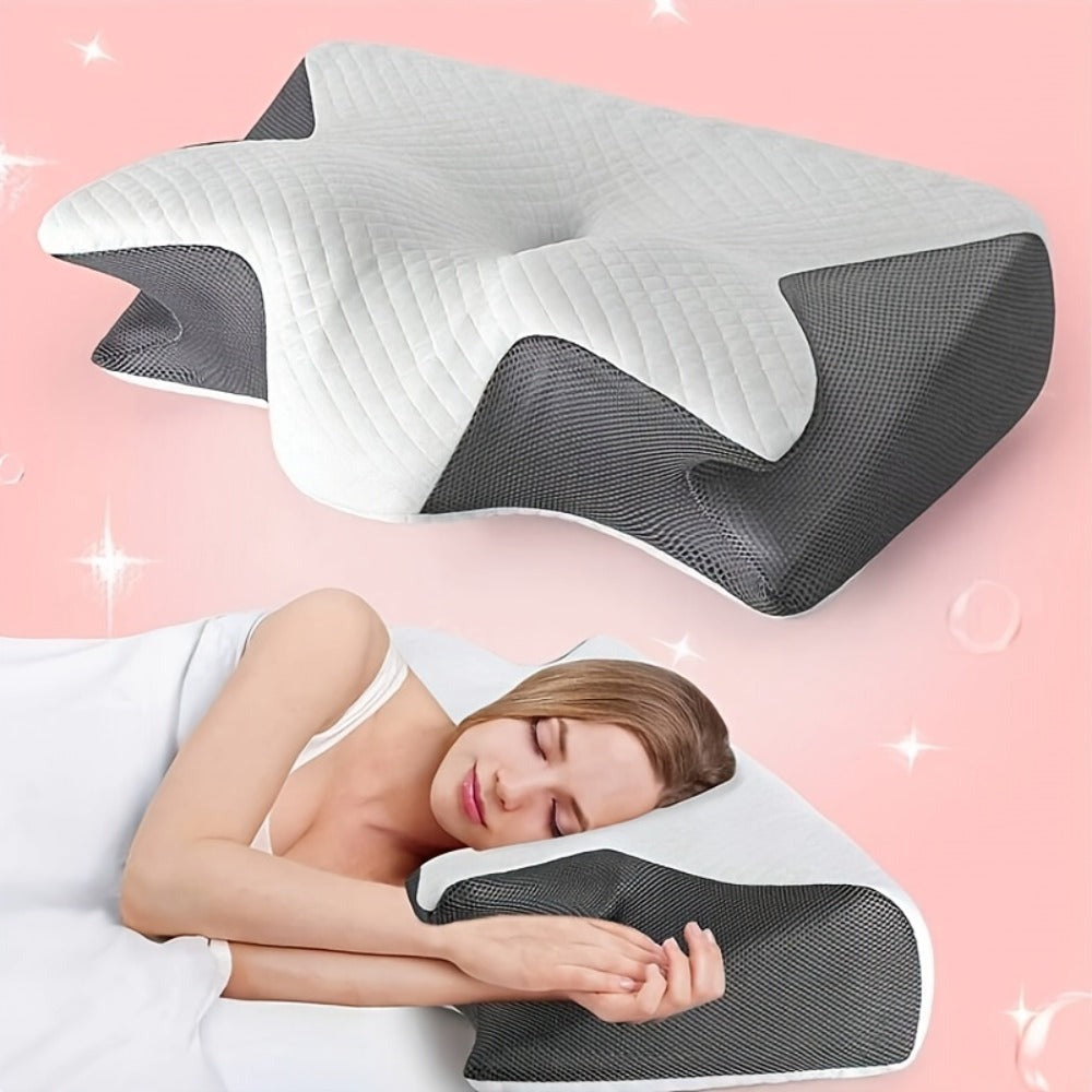 Almohada de Cuello de Esponja Viscoelástica para la Comodidad del Hogar, Adecuada para Quienes Duermen de Lado, de Espalda y de Busto - Diseño Contorneado, Soporte Suave y Robusto, Negra, Relajación de Hombros, Sólida, Regalos Perfectos para Navidad y Año