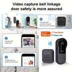 Cámara de Video Timbre Inalámbrica Wi-Fi, Cámara de Video Timbre Interior/Exterior, Detección Humana por IA y Alertas Instantáneas, Visión Nocturna HD 1080P, Audio Bidireccional, Monitor Interior en Tiempo Real, Alimentación USB, Batería de Larga Duración
