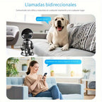 Cámara de Robot para Smartphone HD de 3MP, Cámaras Interiores con Audio y Video, Cámaras de Seguridad Inalámbricas para Interiores y Exteriores, Cámara para Mascotas para Gato Perro, Cámara de Vigilancia de 360 Grados con Visión Nocturna para Dormitorio,