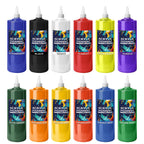 Set de Pintura Acrílica de 12 Colores | Botella con Boquilla de 500ml/16.91oz, Pintura Acrílica para Madera, Ropa, Cerámica, Tela | Pintura Profesional Hecha a Mano, Suministros para Pintura de Madera y Lienzo para Artistas, Adecuado para Aficionados a la