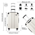 Juego de 3 maletas beige con diseño de panda, equipaje rígido de ABS para camping con ruedas giratorias y cerradura de combinación, regalo para la vuelta al cole, Black Friday, Día de Acción de Gracias y Navidad