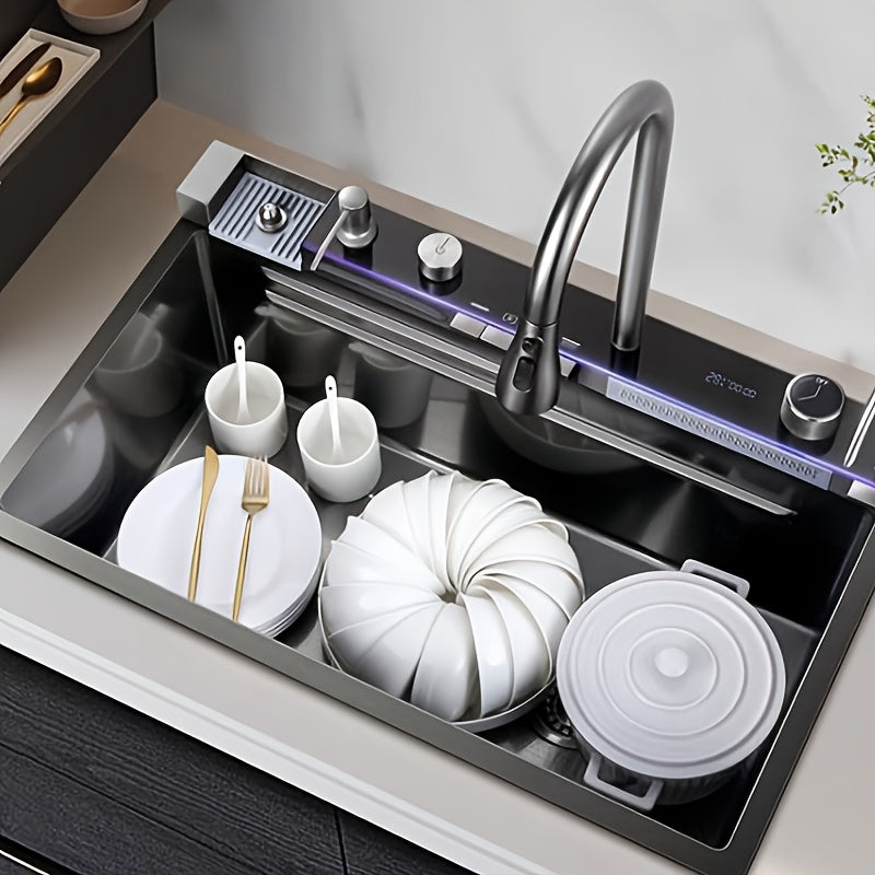 Fregadero de cocina con grifo y accesorios para cocina y estación de trabajo | 44.96 cm
