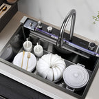 Fregadero de cocina con grifo y accesorios para cocina y estación de trabajo | 44.96 cm