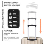 3 piezas de conjunto de maleta de cabina Beige ABS carcasa dura Carry On Trolley Case equipaje de mano ligero con 4 ruedas y cerradura de combinación