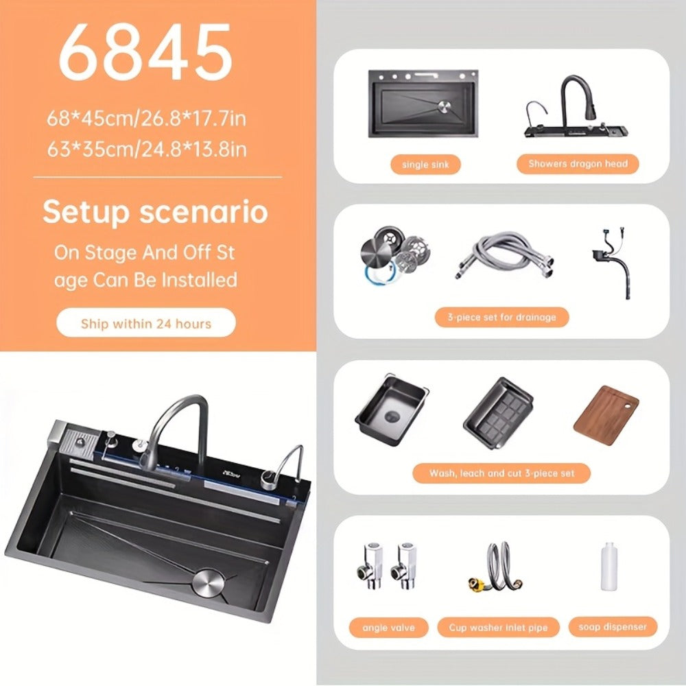 Fregadero de acero inoxidable con accesorios 44.96 cm | Cocina, bar y preparación