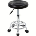 Taburete de bar giratorio con respaldo y altura ajustable, silla de metal rodante hidráulica de alta resistencia de 181.44 kg para cocina, salón, oficina, masajes y clínica