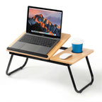 Mesa plegable para cama y sofá con altura ajustable de 5 niveles, bandeja con superficie ajustable y portavasos, mesa pequeña multifunción para ordenador, libros, trabajo y estudio en casa (56x32x25cm)