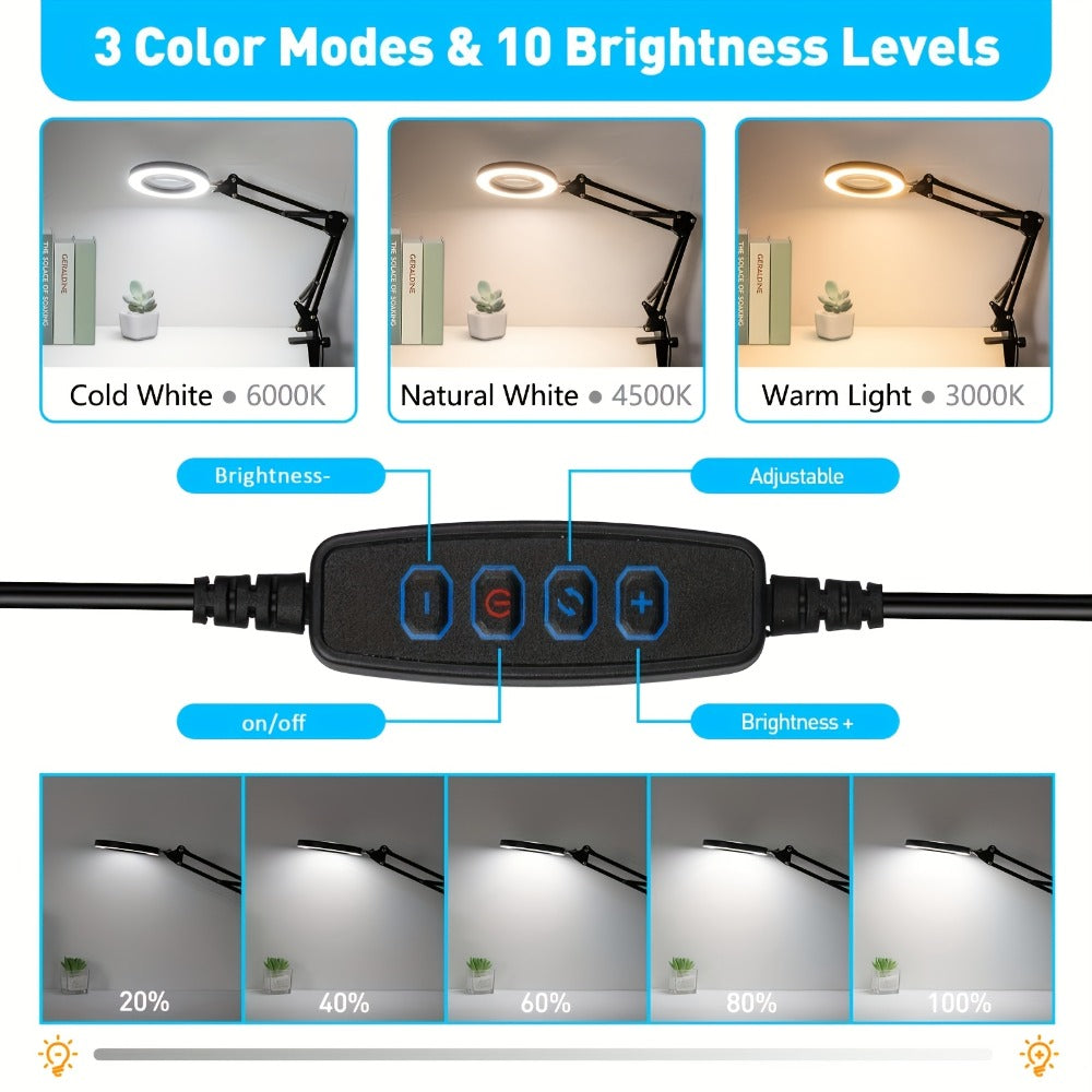 Lupa con luz LED ajustable | Lectura reparación precisión y manualidades