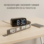 Cámara con reloj digital 1080P FHD, cámara de seguridad con tarjeta SD de 32 GB, punto de acceso AP y WiFi6, visualización remota en tiempo real, almacenamiento local, detección de movimiento, para uso en interiores en hogar, oficina y tienda inteligentes