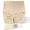 Tienda de Juegos para Niños con Ventana - Castillo de Princesas para Interior/Exterior, Beige y Blanco, Fácil de Montar, Casa de Juegos Ligera y Portátil para Niños Pequeños, Niños y Niñas, Decoraciones para Fiestas de Cumpleaños, Casa de Juegos de Roles