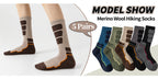 5 Pares de Calcetines de Lana para Hombres y Mujeres - Soporte de Compresión, Transpirables, Absorbentes de Sudor, Medias Acolchadas con Diseño a Rayas - Pack Multicolor para Regalos (Navidad, Halloween, San Valentín), Equipamiento para Aventuras al Aire