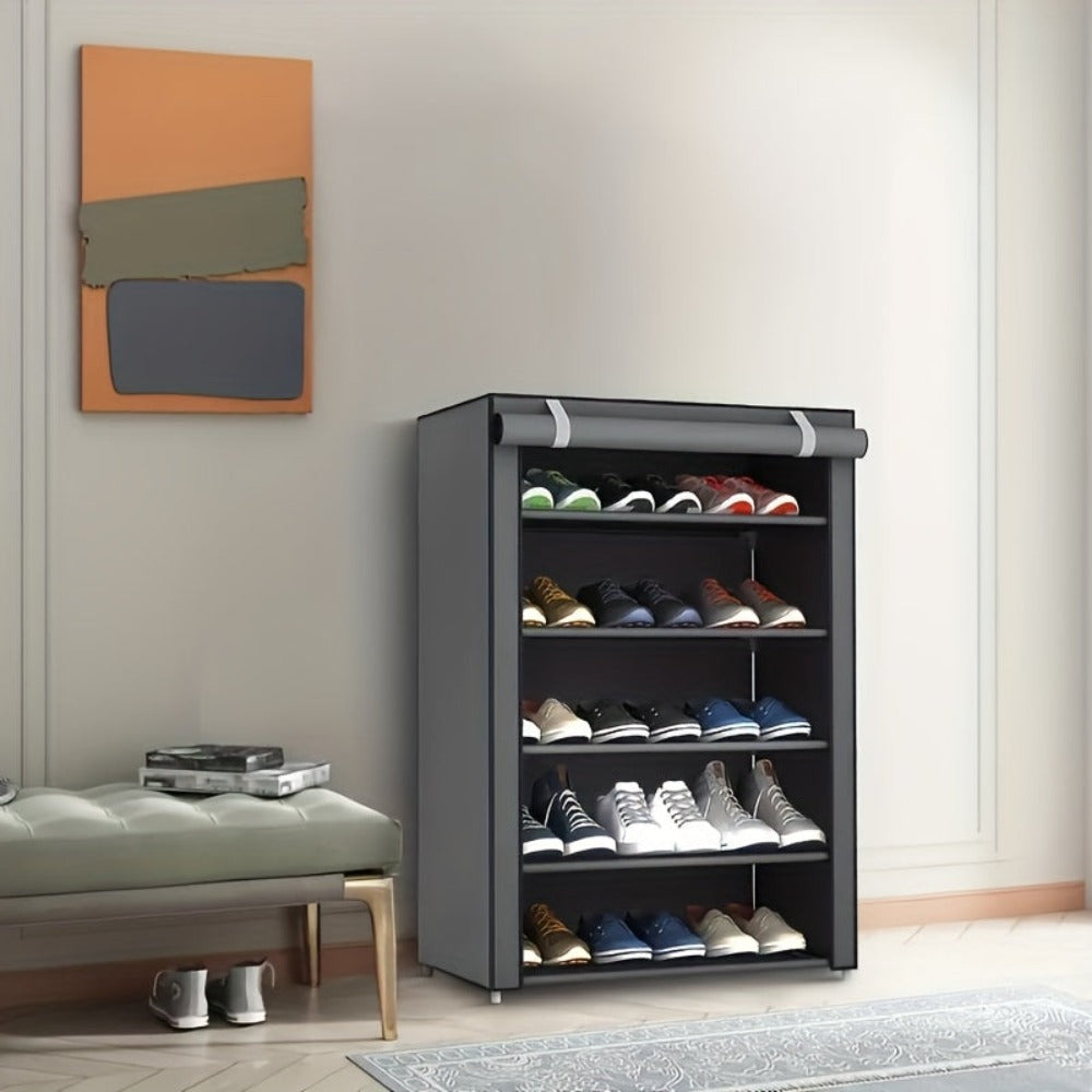 Organizador de Zapatos Resistente con Fácil Montaje - Construcción Robusta de Metal/Plástico, Diseño Vertical que Ahorra Espacio, Capacidad para 27-35 Pares (Tacones Altos, Botas, Zapatillas) - Zapatero Independiente para Entrada, Armario, Apartamento - N