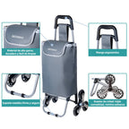 Carrito Compra Plegable de Aluminio, Carro de la compra plegable, tela Oxford bolsa, bolsa de la compra extraíble con ruedas, Carro de la Compra 6 Ruedas con Bolsa Oxford Desmontable, 88 x 33 x 27 cm, 23L.