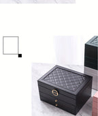 Joyero de tres capas de terciopelo y piel sintética, compacto y portátil para guardar aretes, anillos, collares y otros suministros para hacer joyas