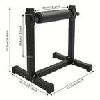 Soporte de sentadilla con pierna ajustable con rueda - Negro, 60,96x56,64x67,06cm, gran capacidad de carga (199,58KG), alfombras antideslizantes, perno de ajuste de altura, ideal para gimnasios y lugares de fitness en casa, sin batería