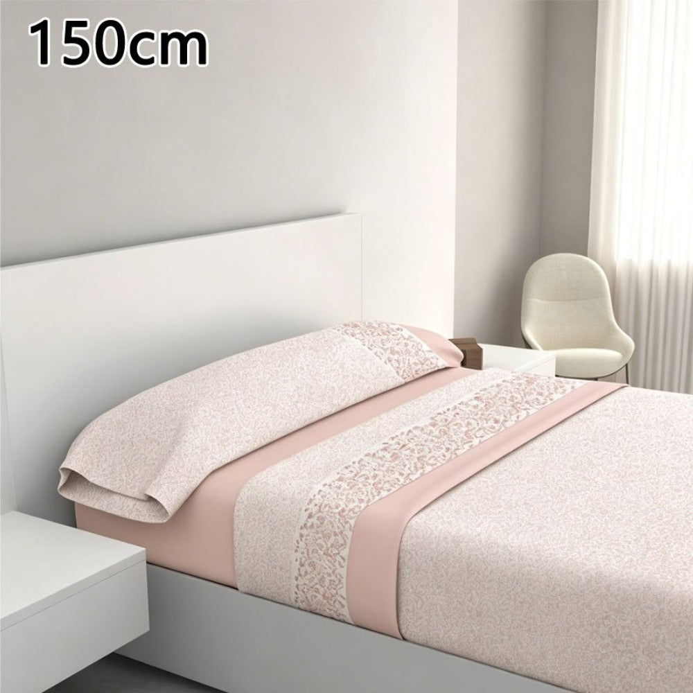 Juego de ropa de cama (Sábana ajustable, Cubrecama, Funda de almohada) | Juego de sábanas estampadas de 3 piezas | Primavera/Verano | Múltiples estilos | Tejido suave | 180cm - Múltiples tamaños disponibles