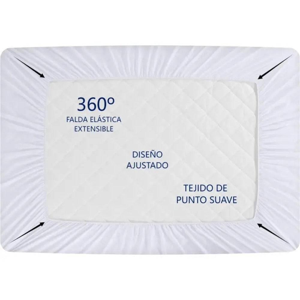 Protector de colchón acolchado extra grueso | Elástico ajustable hasta 30 cm, lavable a máquina, juego de cama liso (funda de almohada no incluida)