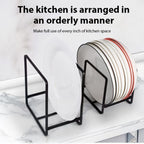 Organizador de Soportes de Platos de Metal de 1/3 piezas, Soporte Vertical para Platos, Construcción de Metal Duradera Anti-Caída, Ahorro de Espacio, Adecuado para Platos, Ollas, Tapas, Tablas de Cortar, Ideal para el Hogar, Uso en Restaurantes