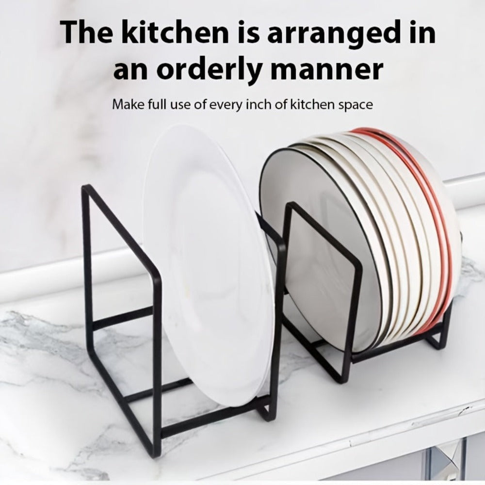 Organizador de Soportes de Platos de Metal de 1/3 piezas, Soporte Vertical para Platos, Construcción de Metal Duradera Anti-Caída, Ahorro de Espacio, Adecuado para Platos, Ollas, Tapas, Tablas de Cortar, Ideal para el Hogar, Uso en Restaurantes