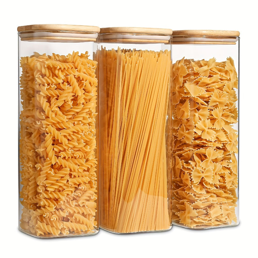 Almacén local, juego de 3/6 tarros de cristal para almacenar alimentos, recipientes de cristal transparente con tapa, botes para almacenar alimentos, tarros para especias, botes para té floreciente, café y azúcar, tarros herméticos de cocina de 24oz/51oz/